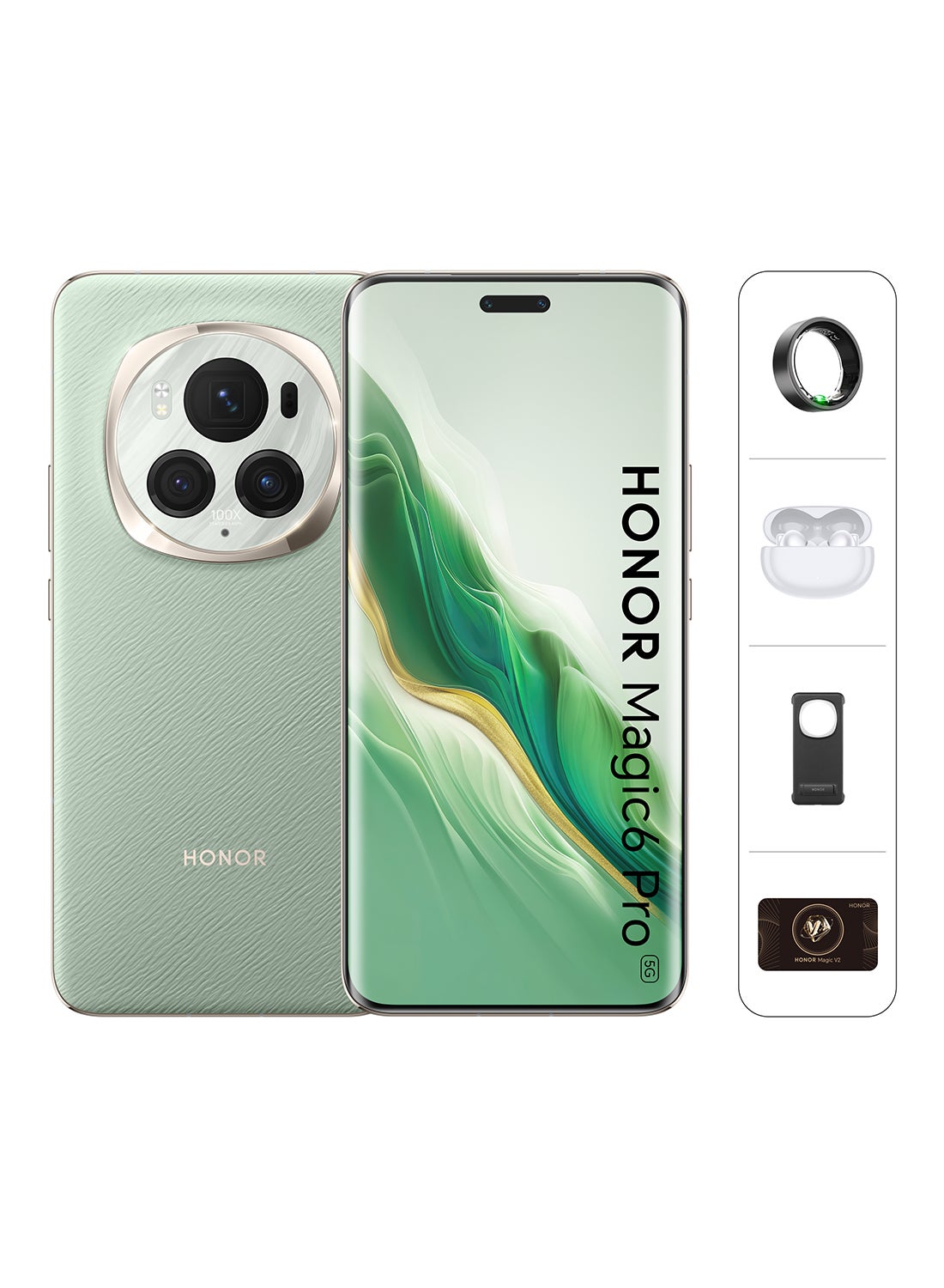 Magic 6 Pro 5G Dual SIM Epi Green 12GB RAM 512GB Magic Health Ring+ X5 Pro Earbuds+ Premium Cover+ VIP Care Service - Middle East Version