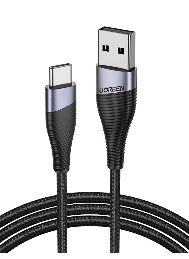 USB C Cable 3A Fast Charging Cord Nylon Braided USB Type C Charger Compatible for Samsung S21 S20 Note 20 10 9 Huawei P30 P20 Lite -0.5M black